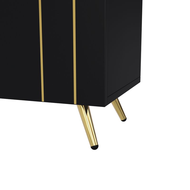 Beistellschrank Hochschrank Mit Verstellbaren Böden, Goldene Metallstreifen_voghion.com