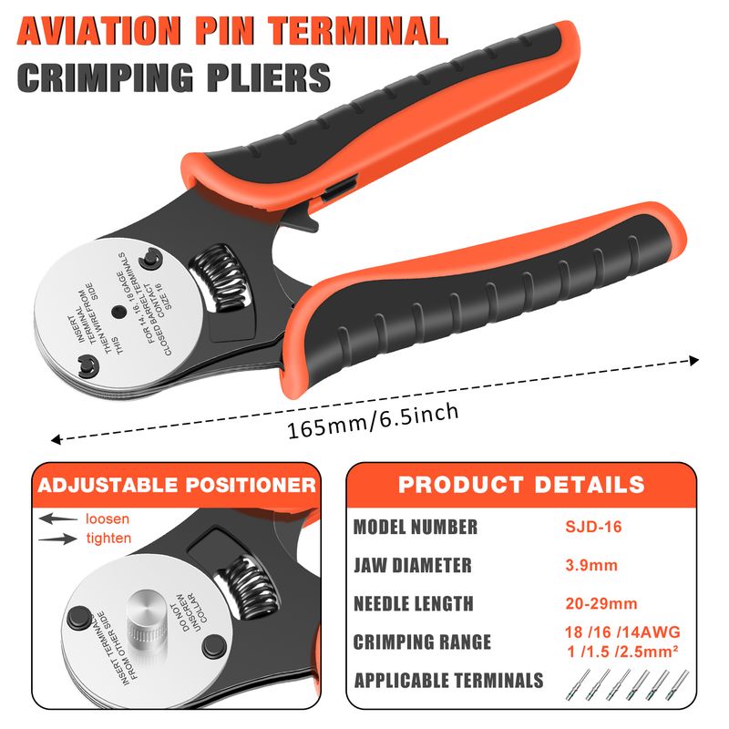 Strumento di crimpatura a 4 vie con cilindro chiuso e 8 impronte per connettori Deutsch 14, 16, 18 AWG_voghion.com