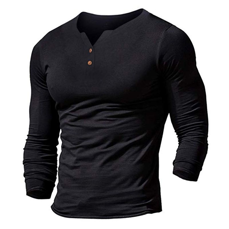 Herren-T-Shirt mit schmaler Passform und V-Ausschnitt, langärmlig – atmungsaktives Polyester, bequemer Stretch, vielseitiges Oberteil in Volltonfarbe für Freizeit und Arbeit_voghion.com