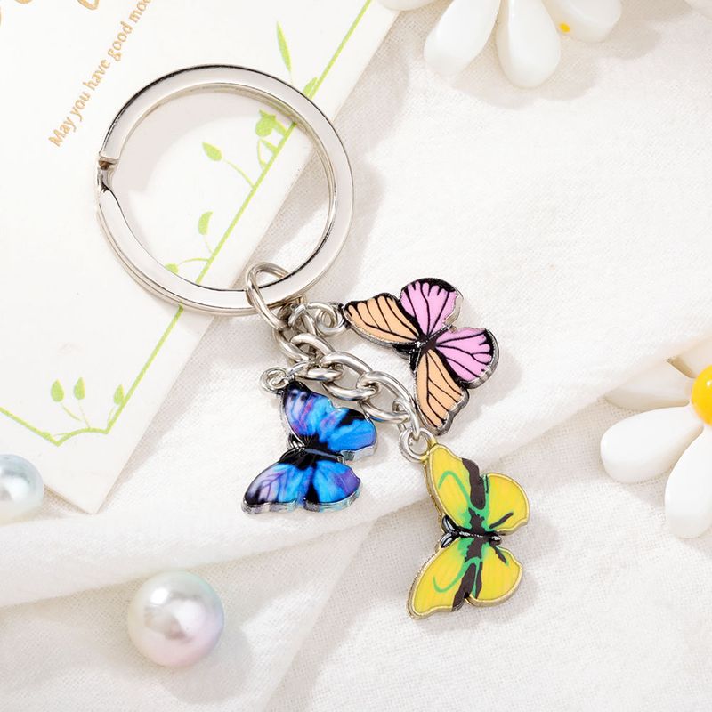 Crystal Colorful Enamel Butterfly Keychain Pendant Accessory Key Ring Fashion Simple_voghion.com
