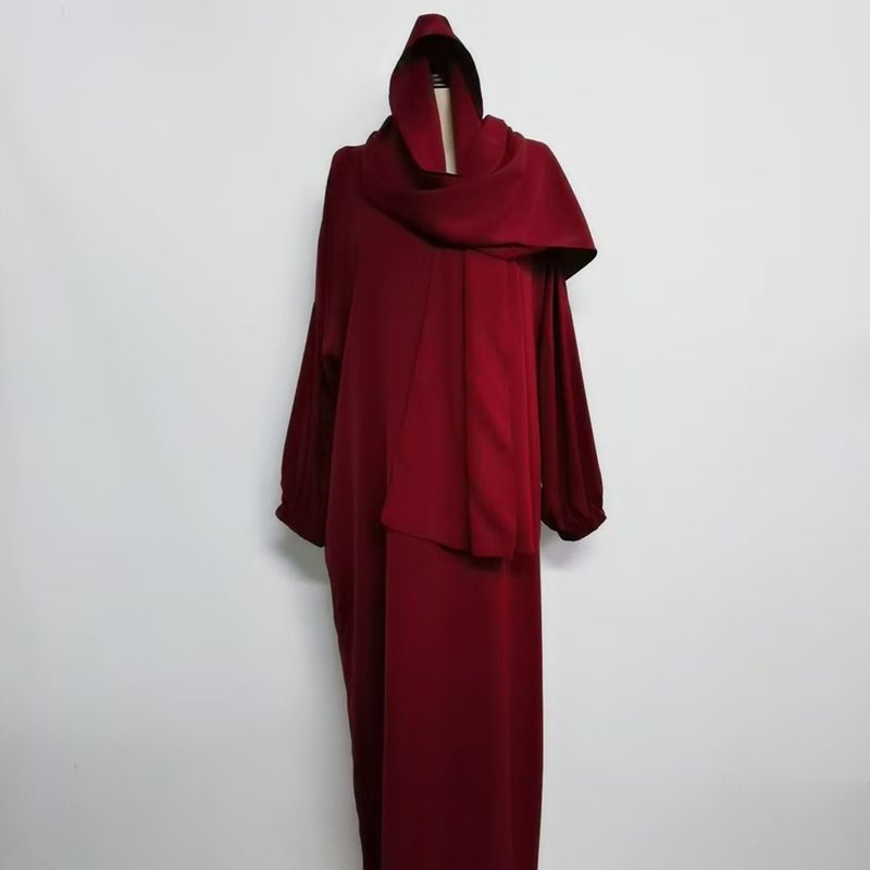 Abito da preghiera musulmano con cappuccio e pieghe in un unico pezzo per Ramadan Eid Abaya, abbigliamento islamico da donna Dubai, abito nero saudita, caftano turco con velo_voghion.com