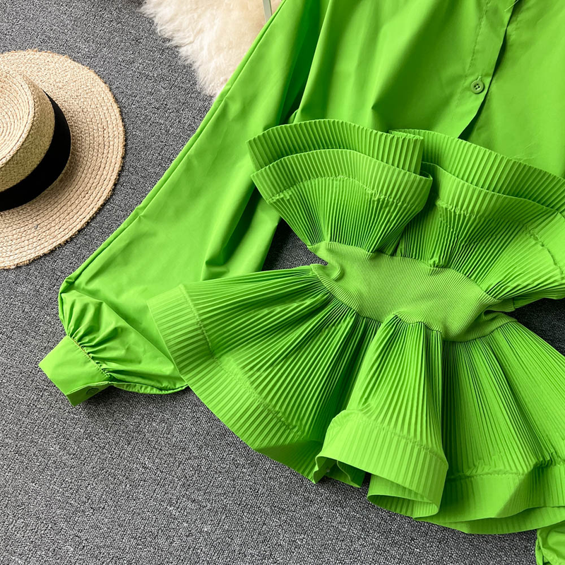 Women's ruffled waist slimming temperament with spring jacket_voghion.com