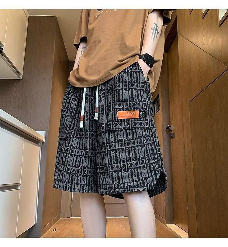 Herrenbekleidung Herren-Cargo-Shorts mit Camo-Print – Streetwear-Freizeitshorts mit lockerer Passform für Strand und Strand für Teenager und Erwachsene (Weiß/Schwarz, Größen M-5XL)_voghion.com
