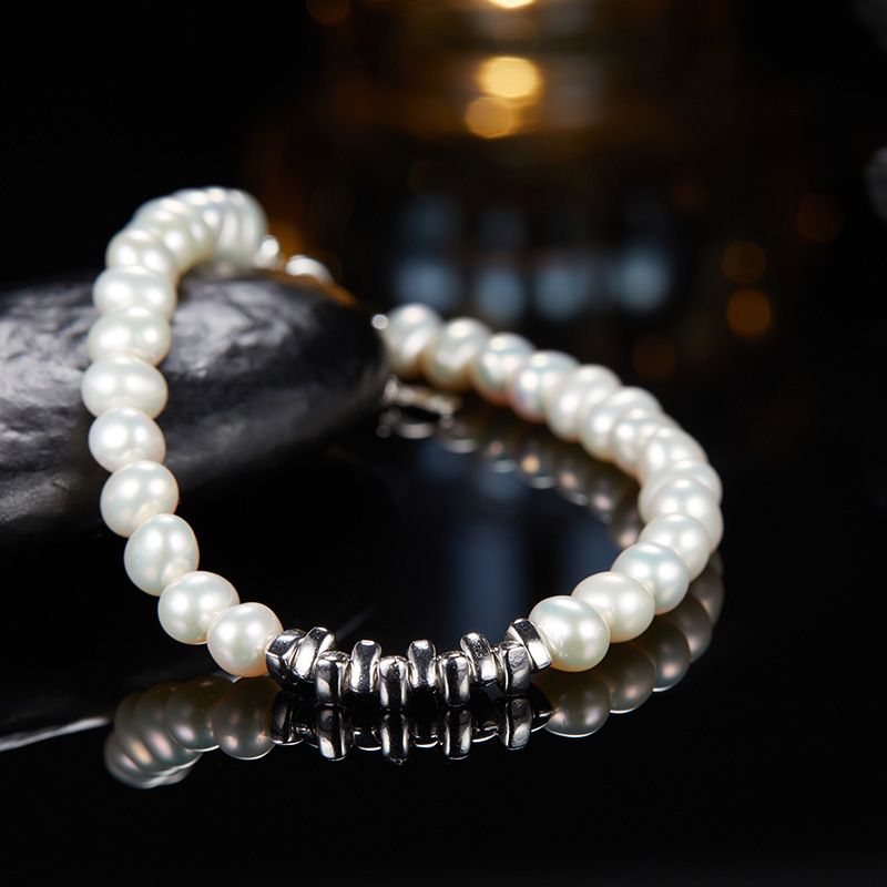 Parure di gioielli da donna in argento Sterling 925 con perle d'acqua dolce naturali, elegante collana, orecchini e anello, minimalista e chic_voghion.com