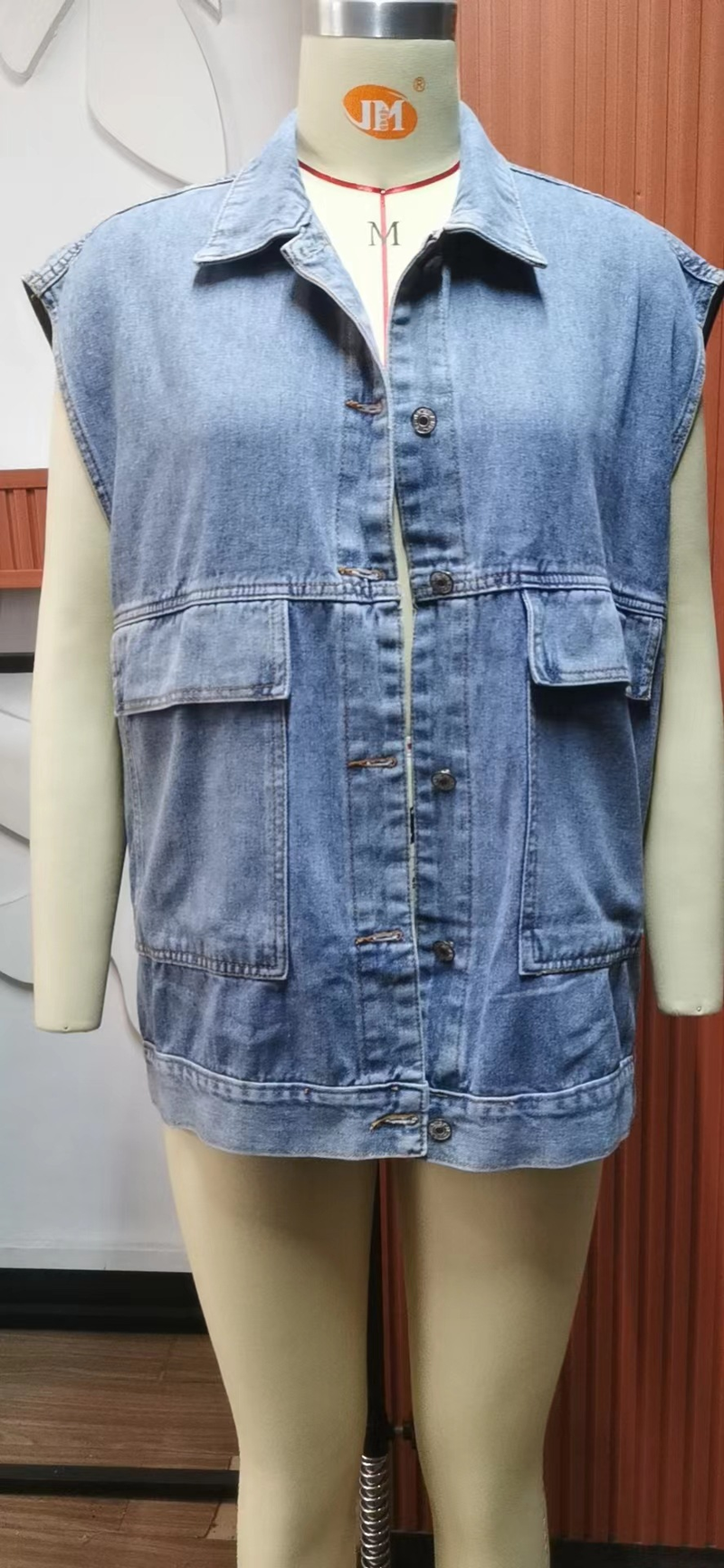 gilet in denim canotta spalla gilet senza maniche in denim di tendenza della moda femminile_voghion.com