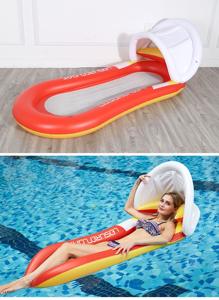 Poolzubehör Aufblasbarer schwimmender Lounge-Sessel mit Baldachin Faltbare Sonnenliege für Poolsee_voghion.com