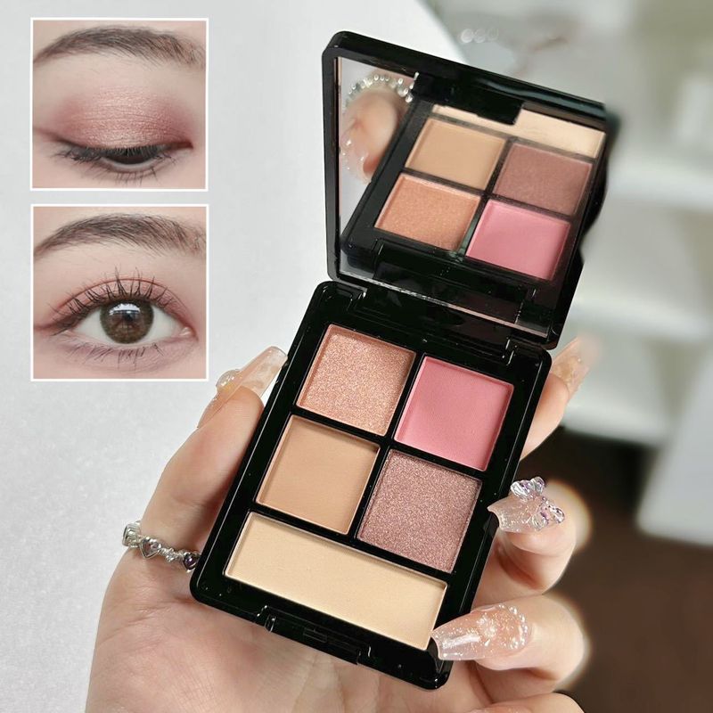 Fard à paupières exclusif de haut niveau 5 couleurs mat fin flash poudre haute brillance blush affichage couleur assiette quotidienne pour filles_voghion.com