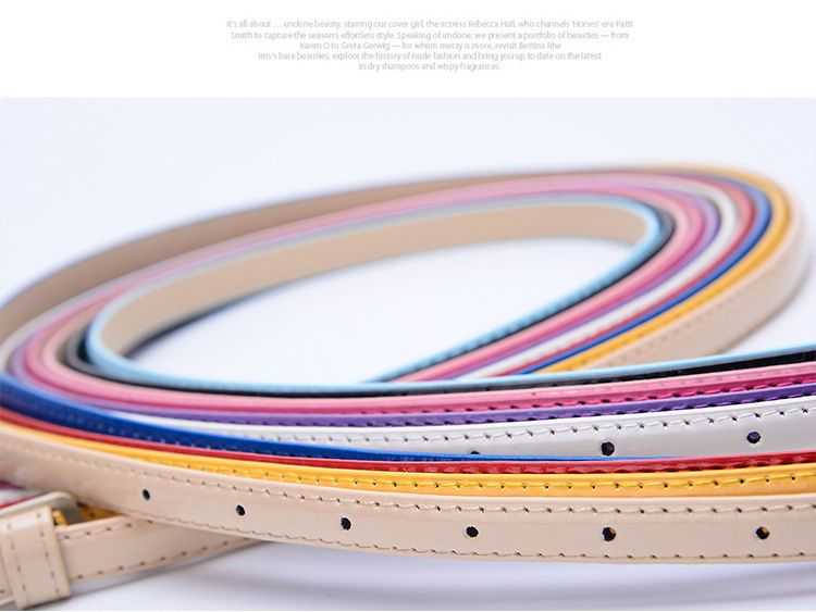 Cinturón más vendido de primavera y verano al por mayor, cinturón de charol de color caramelo, cinturón de color deslumbrante, cinturón fino decorativo para damas 7088_voghion.com