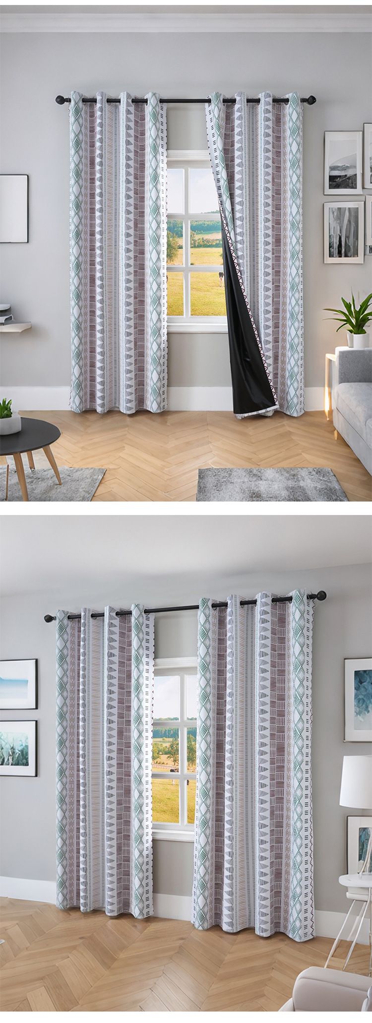 Nordic Minimalist Blackout Curtains – Stylish Printed Polyester Drapes (90-100% Light Blocking, Thermal Insulation, Eyelet Design)_voghion.com