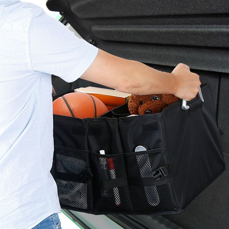 Car Trunk Organizer Collapsible Multi-Compartments Storage Cargo Box/ Cover Nonslip Bottom_voghion.com