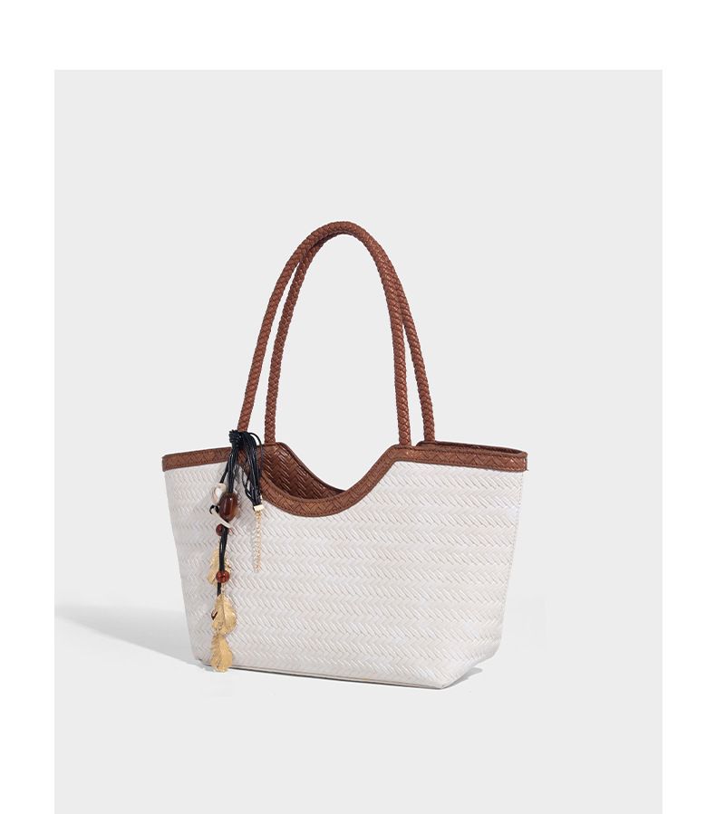 Borsa tote in pelle intrecciata con tasca interna, borsa a tracolla di grande capacità per uso quotidiano, shopping, viaggi - Design marrone chic_voghion.com