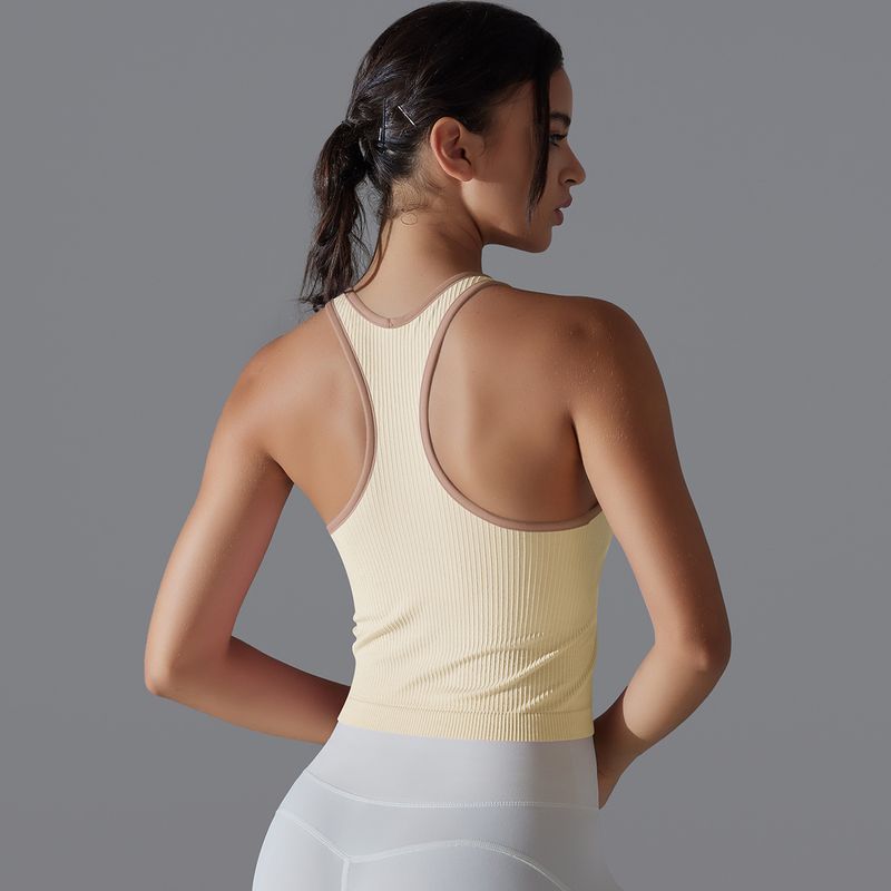 Gilet lungo a forma di I, aderente, in filo di colore unito, ad alta elasticità, sportivo, da corsa, fitness, yoga, da donna_voghion.com