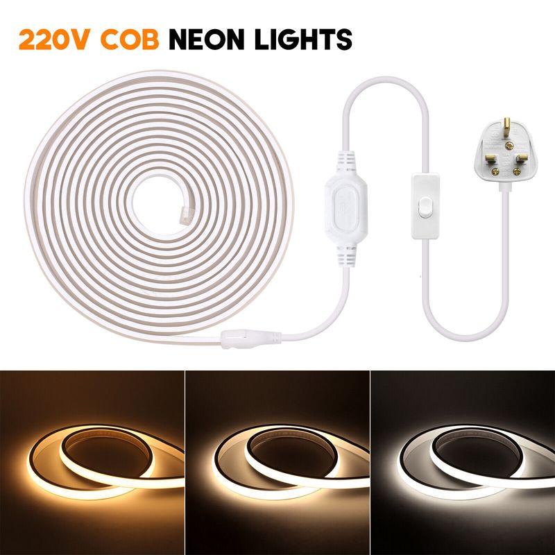 Hohe Dichte 220V Neon COB LED Streifen Licht IP67 Flexible Band Schrank Küche_voghion.com