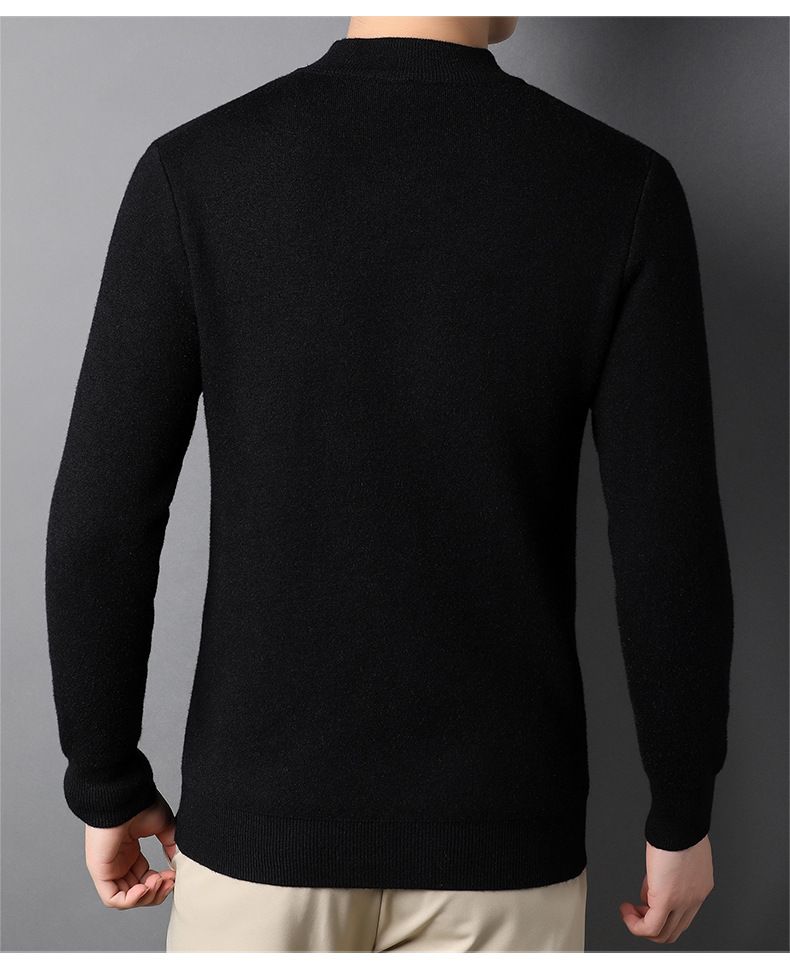 New Live Spring And Autumn Solid Color Half Turtleneck Slim Fit Sweater Youth Base Shirt Men's Clothing_voghion.com