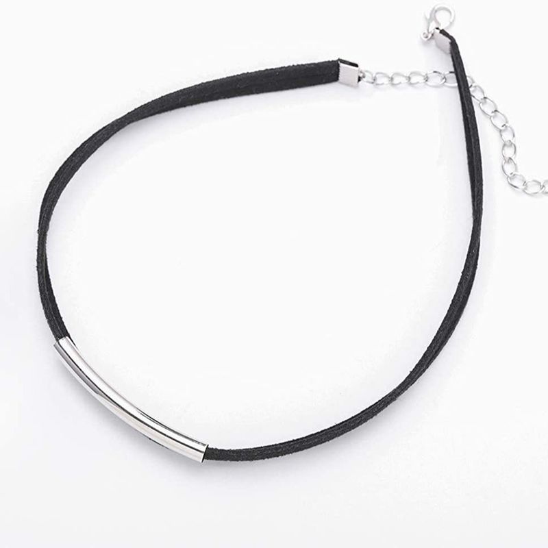 Collana girocollo corta in velluto a doppio strato, stile gotico, in metallo, nera, per donna_voghion.com