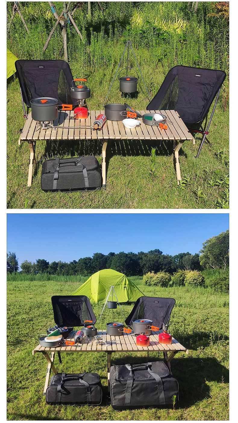 Picknicktasche für Camping im Freien, Herdkopf, Herd, Kochgeschirrset, selbstfahrende tragbare Aufbewahrungstasche für Besteck_voghion.com