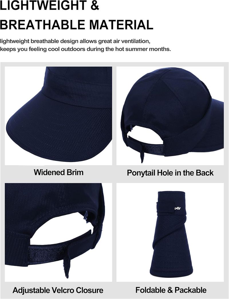 Sun Hats For Womens Wide Brim Visor UV Protection Dual Purpose Hat For Beach Summer Packable Cap_voghion.com