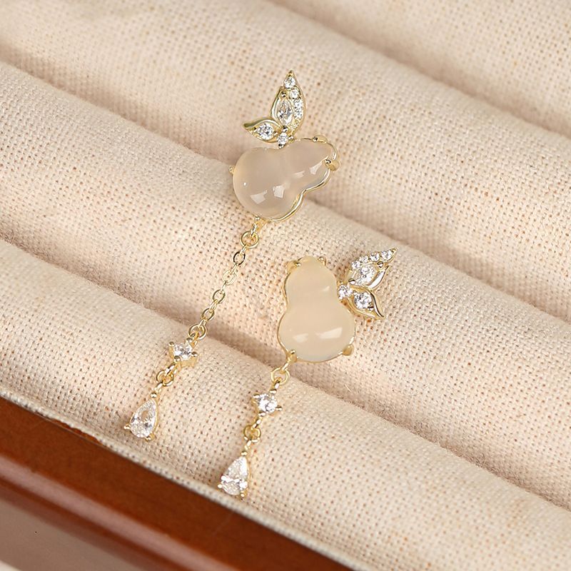 Nuovi orecchini cinesi con fibbia di sicurezza a farfalla in argento sterling, stile nazionale, Cina-chic, con cordino di giada_voghion.com