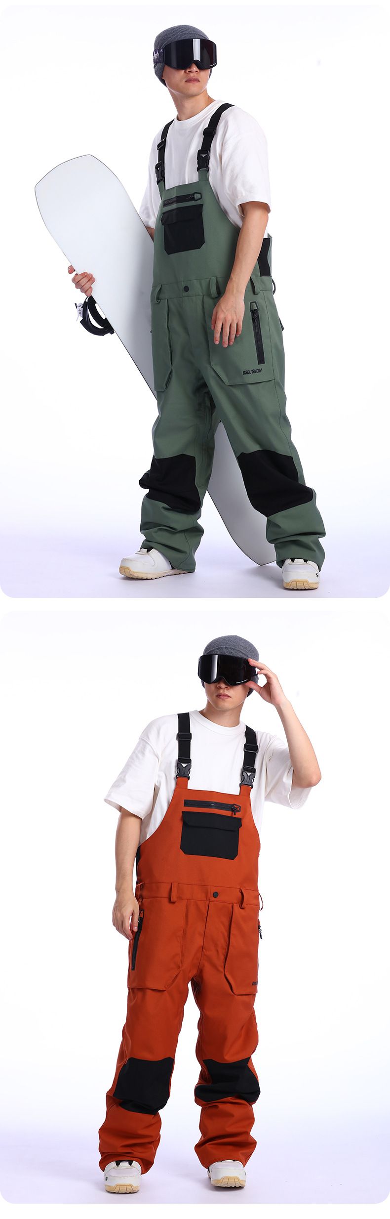 001 2425 New Me, Widproof, Warm, Waterproof, Sigle Ad Double Board, Foreig Trade Oe-Piece Ski Pats With Straps For_voghion.com