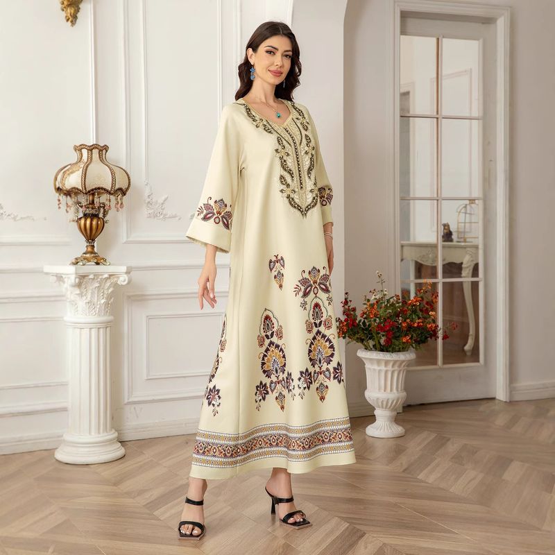 SW0801 Abito da donna musulmana Abaya stampato e ricamato Dubai Abaya_voghion.com