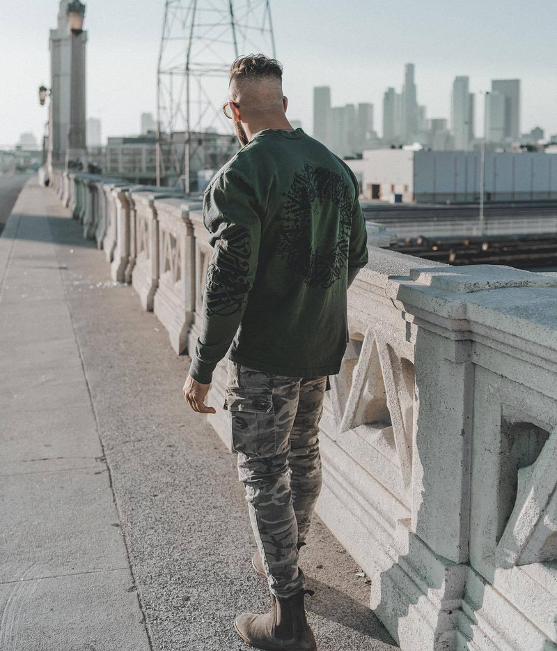 Muscle Fitness Brother New Men's Spring and Autumn Sports Leisure Irregular Hem Cotton Loose Long Sleeve T-shirt_voghion.com