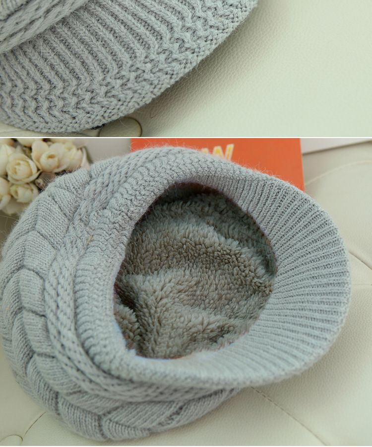 Women's Hats Middle Aged And Elderly Autumn And Winter Warm Knitted Wool Hat Plus Velvet Fashionable All Match Beret Hat Women Winter_voghion.com