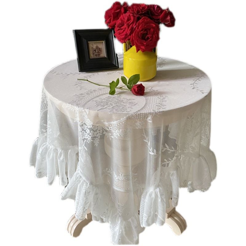 Round Lace Coffee Table Cover Sheer Tablecloth 2025 New Arrival_voghion.com