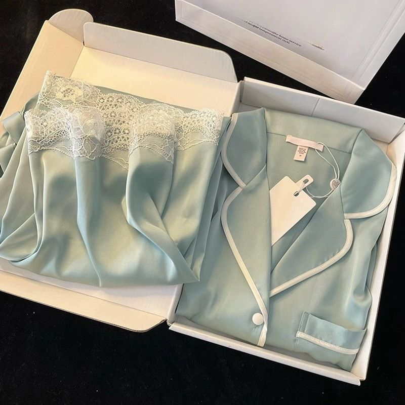 2025 Neue High-End-Nachtwäsche: Langarm-Dünnversion für Damen im Frühling und Herbst, zweiteiliges Heimkleidungsset aus Seide_voghion.com