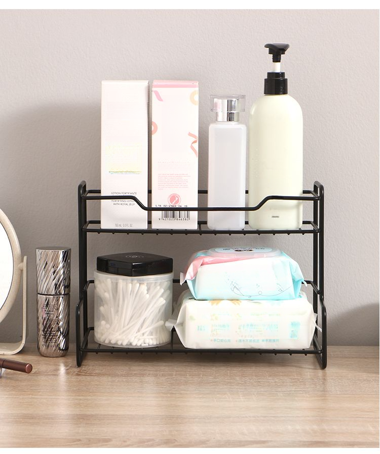 Organizador de especiarias de camada dupla para cozinha, banheiro, banheiro, banheiro, armazenamento multifuncional, suporte para cosméticos_voghion.com