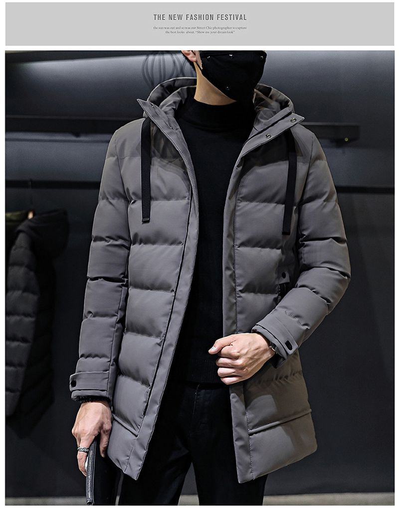 Giacca invernale di media lunghezza da uomo Cott ispessito versione coreana vestibilità slim con cappuccio da ragazzo_voghion.com