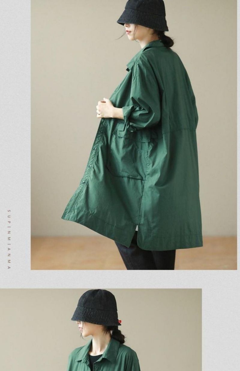 Damenbekleidung Übergröße Damen Trenchcoat mit Designdetails, übergroßer lässiger Langmantel, locker sitzender Arbeitshemdstil für Herbst und Winter_voghion.com