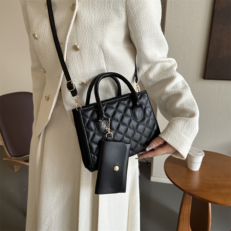 Mini Fashion Quilted Tote, trendige Umhängetasche, lässige Damenhandtasche, Umhängetasche und Geldbörse_voghion.com