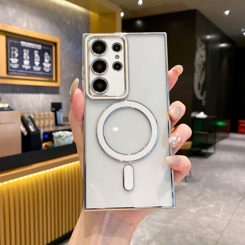 Telefoonhoesje & covers Geschikt voor mobiele telefoonhoesjes Transparant Macaron Galvaniseren Magnetisch opladen S24 Anti-val Zachte hoes_voghion.com