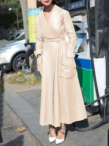 Giacca da donna in pelle con colletto super lungo_voghion.com