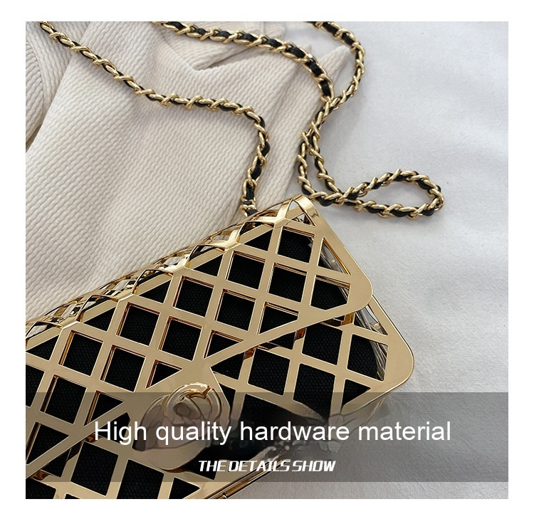 Borsa piccola in metallo Nuova borsa a tracolla personalizzata vuota alla moda europea e americana 2024 Borsa quadrata piccola a tracolla da donna Instagram_voghion.com
