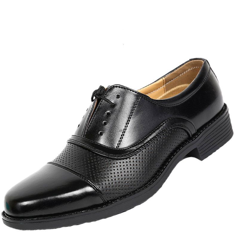 Unbeatable Quality Summer Business Formal Hollow Breathable Sandals For Men's Office Security, Low Cut Mesh Three Joint Leather Shoes_voghion.com