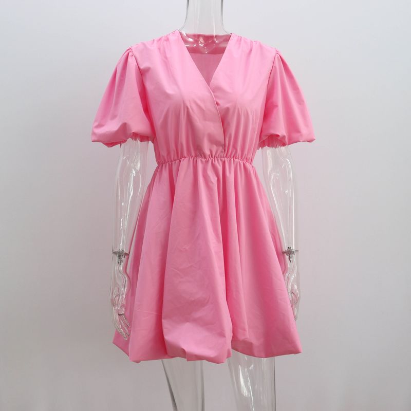 Pink Denim Loose Striped Sleeveless Long Neck Square Midi Mini Summer End Zipper Solid Printed Breathable Dress Gown_voghion.com