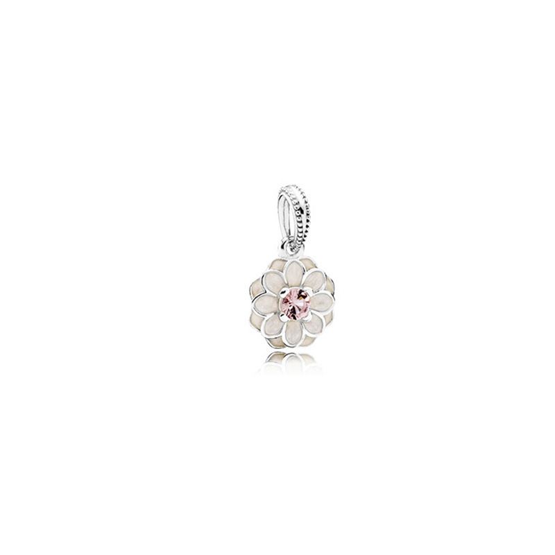 Dora Bianco Rame Placcato Argento Magnolia Fiocco di Neve Ciondolo Quadrifoglio Ciondolo Perline Fai da Te Accessori Perline_voghion.com