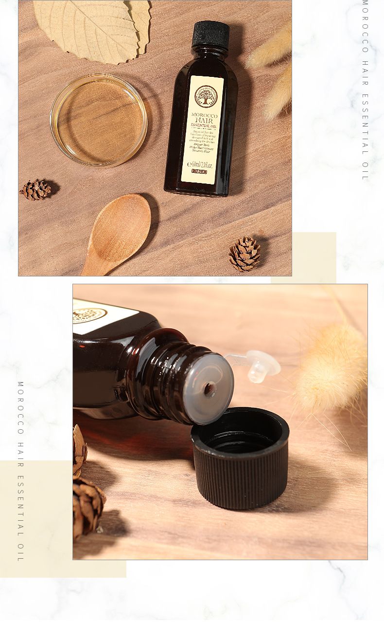 Laico Moroccan Hair Care Essential Oil 60ml Kuiville ja sileille hiuksille tarkoitettu hoitoaine, huuhteluton, englanninkielinen pakkaus_voghion.com