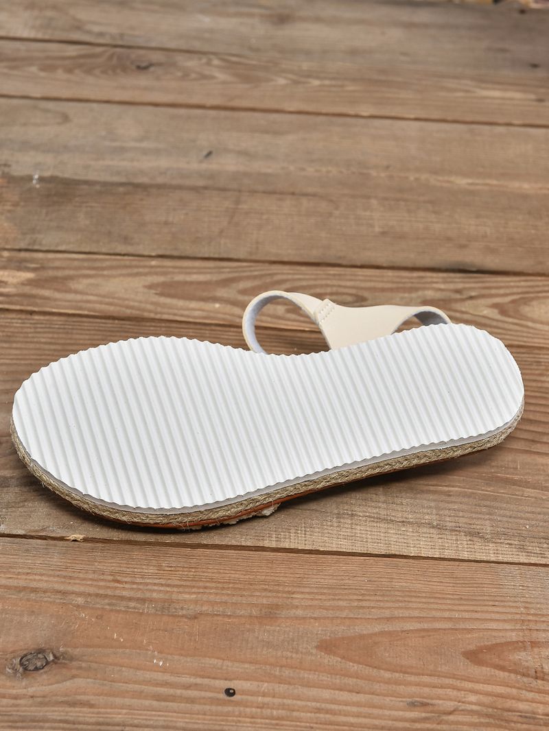 Women's Shoes 2024 large size rope bottom fashion sandals summer one word strap buckle back empty low top thick soled sandals for women_voghion.com