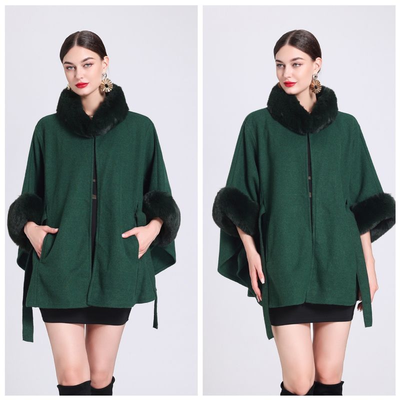 Wollkragen, gestrickter Schalumhang, Wollmantel mit Schnürung, große Strickjacke für Damen_voghion.com