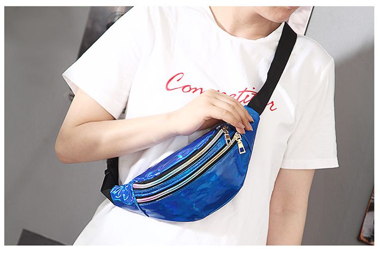 Sac banane laser multifonctionnel pour hommes et femmes, sac de poitrine à bandoulière simple, sac banane pour sports de plein air, sac de commerce extérieur en gros_voghion.com