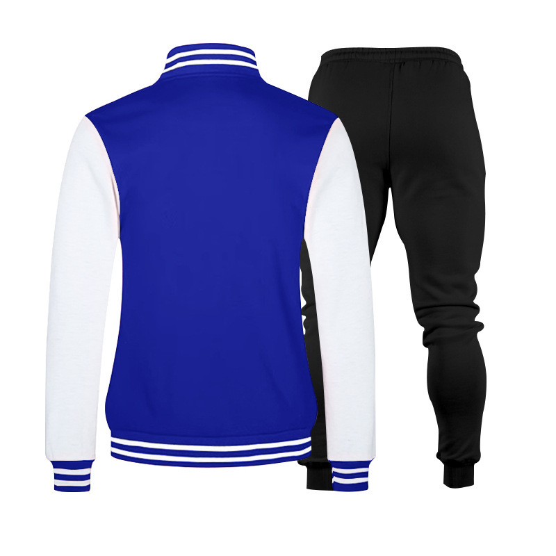 Abito da baseball casual, felpa con cappuccio color block con colletto rialzato alla moda, giacca da volo, completo autunnale e invernale da uomo,_voghion.com