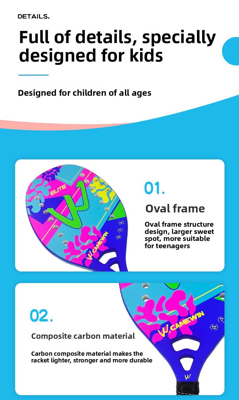 Kaiwei New Model 4033 Children's Tennis Fiberglass Beach Paddle In Stock Factory Direct Sale_voghion.com