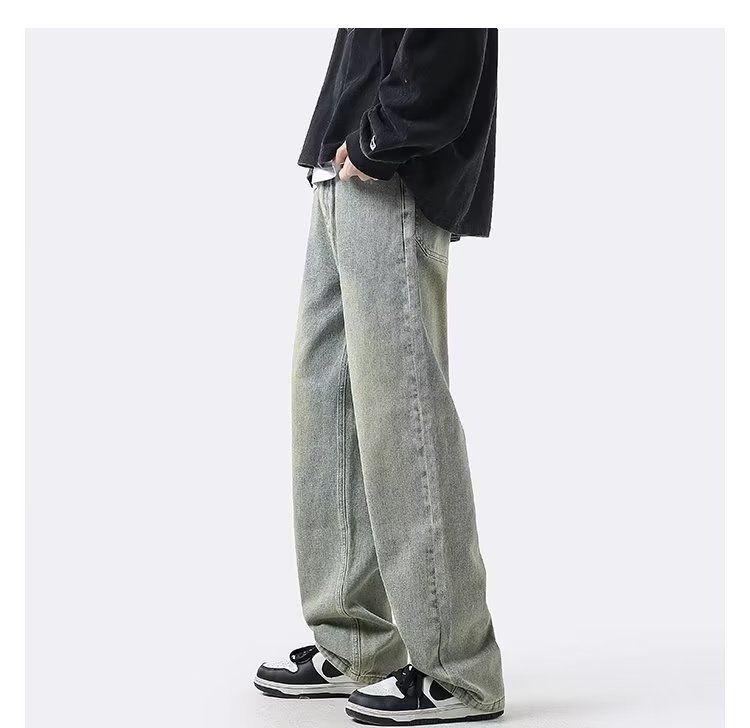 Yellow Mud Jeans Herren Frühling American Ins Washed Straight Leg Trendy Brand Loose Casual High Street Pants_voghion.com