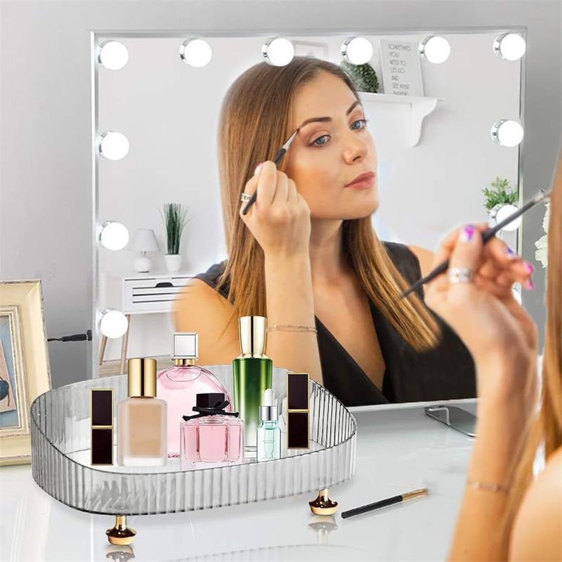 Clear Vanity Tray - Large Cosmetic & Perfume Organizer_voghion.com
