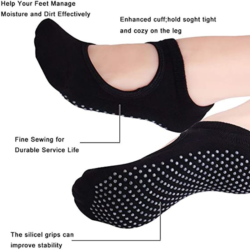 Yoga Socks for Women with Grip and Non Slip Toe Socks for Ballet Pilates Barre Dance Premium Combed Cotton_voghion.com