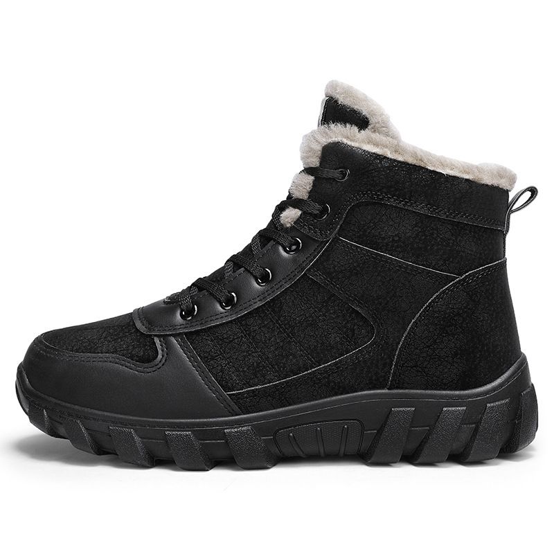 Men's Spring New High-Top Work Martin Versatile Warm Cold-Proof Cotton Shoes Fleece-Lined Thickened Snow Boots_voghion.com