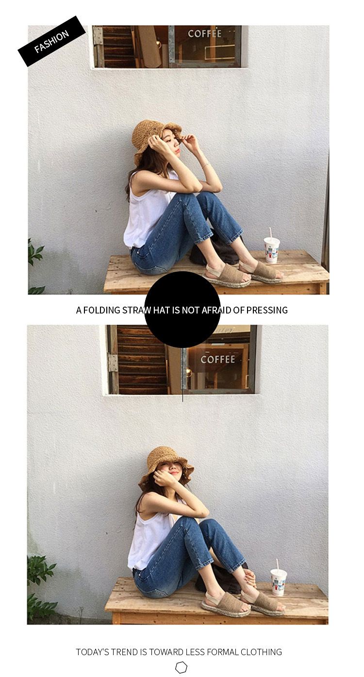 Pdmcms Straw Hat Women's Hat Foldable Beach Versatile in Summer Fresh and Fashionable Beach Vacation Sunshade Hat_voghion.com