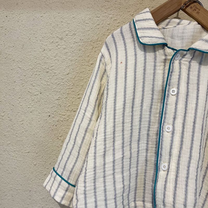 Pijamas para niños, conjunto de manga larga de gasa de algodón para primavera y otoño para niñas y niños, ropa para el hogar_voghion.com